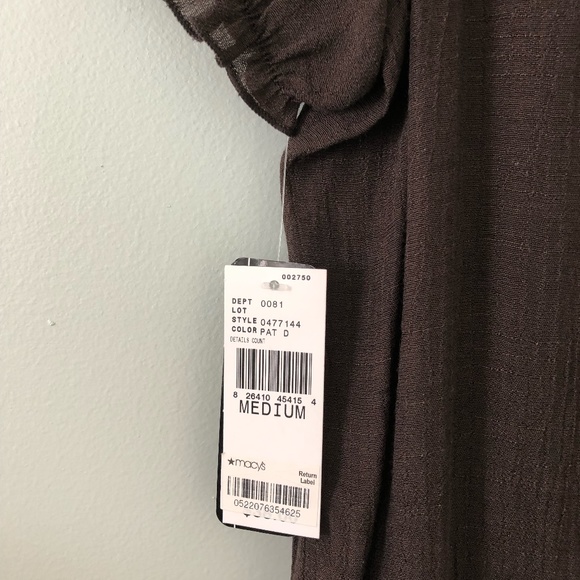 AGB Embroidered Short Sleeve Blouse In Brown & White Size M - Picture 6 of 9